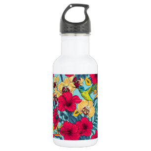 Bouteille D'eau Fleurs tropicales et colibri - Botanica d'été