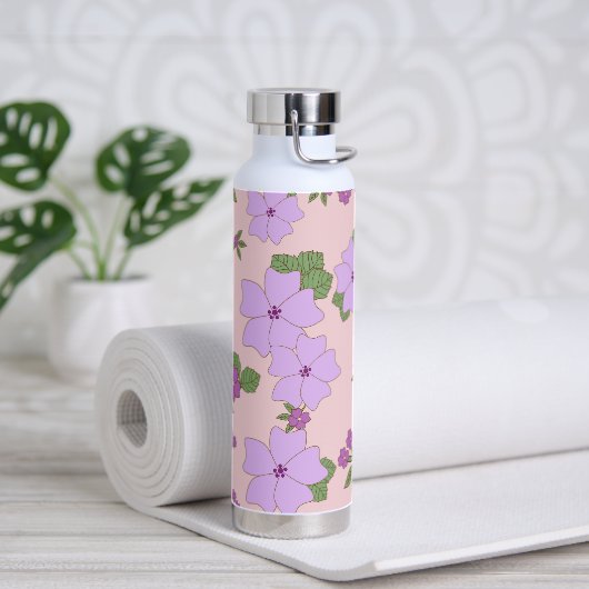 Bouteille D'eau Fleurs Violettes, Modèle Floral, Motif De Fleurs (Yoga)