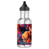 Bouteille D'eau Floral Abstract Art Orange Red Blue Flowers (Droite)