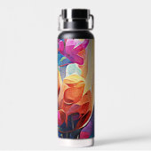 Bouteille D'eau Floral Abstract Art Orange Red Blue Flowers (Arrière)