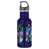 Bouteille D'eau Floral bleu Aquarelle Fleurs Monogramme (Dos)