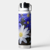 Bouteille D'eau Floral d'anémones bleues et blanches (Arrière)