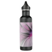 Bouteille D'eau Floral Fractal moderne Fleur Abstraite rose gris (Gauche)