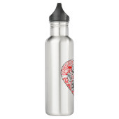 Bouteille D'eau Floral Mandala Chien Empreinte de patte Coeur roug (Gauche)