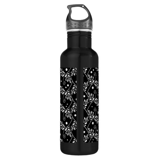 Bouteille D'eau Floral noir rétro (Dos)