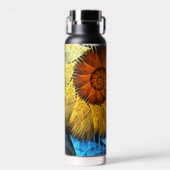 Bouteille D'eau Floral Orange Bleu Jaune Art Abstrait (Avant)