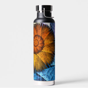 Bouteille D'eau Floral Orange Bleu Jaune Art Abstrait
