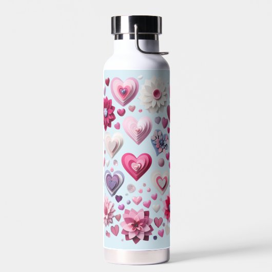 Bouteille D'eau Floral Saint Valentin coeur bleu Mug (Gauche)