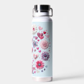 Bouteille D'eau Floral Saint Valentin coeur bleu Mug (Arrière)