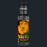 Bouteille D'eau Floral Sauver Notre Planète Fleurs Nature Personna<br><div class="desc">Floral Save Our Planet Flowers Nature Personnaliser Bouteille d'eau en acier inoxydable a une belle façon de dire aux autres la raison de sauver Notre planète - Fleurs. Personnalisez-le avec vos informations. Merveilleuse bouteille d'eau aide à envoyer un message à d'autres dans votre vie. Photographie de Denise Bennerson,  photographe</div>