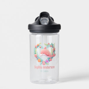 Bouteille D'eau Floral Whale Heart Lot Retour À Nom De L'École