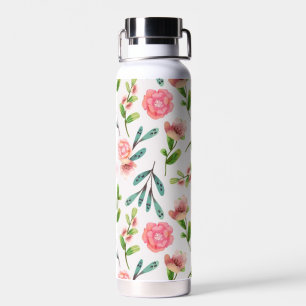 Bouteille d'eau florale Arrière - plan blanche