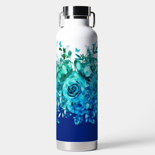 Bouteille d'eau florale Papillon Bleu (Avant)