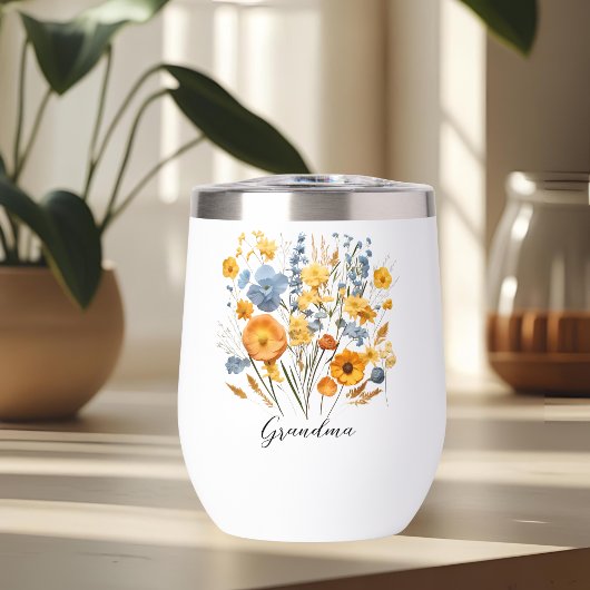 Bouteille d'eau florale personnalisée pour grand-m