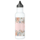Bouteille D'eau Flore bleu rose pâle Personnalisé (Gauche)