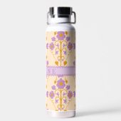 Bouteille D'eau Flore Moderne Personnalisée Violet Et Crème (Arrière)