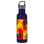 Bouteille D'eau Florets verts et bleus en flammes (Devant)