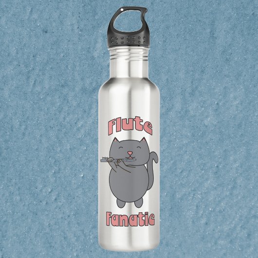 Bouteille D'eau Flute Fanatic Pink Gray Cat