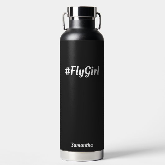 Bouteille D'eau #FlyGirl Typographie Simple, Voyage moderne person (Avant)