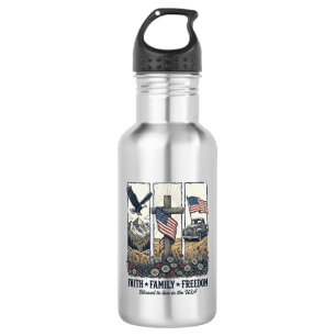 Bouteille D'eau Foi Famille Liberté Aigle Patriotique Vintage