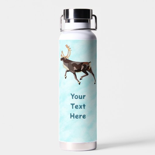 Bouteille D'eau Folk Art Caribou/Reindeer (Arrière)