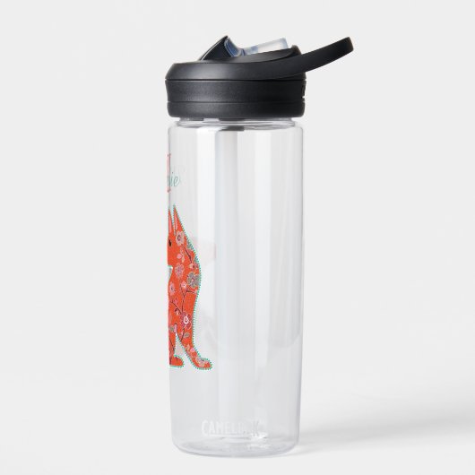 Bouteille D'eau Folk Art Flower Pattern Fox Personalised (Gauche)