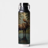 Bouteille D'eau Forêt boisée d'orignal rustique verdure (Avant)