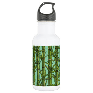 Bouteille D'eau Forêt de bambou sur bleu clair