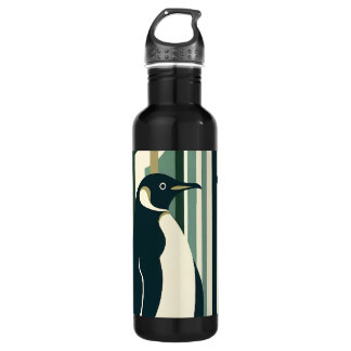 Bouteille D'eau Forêt d'illustration de pingouin à crème verte d'o
