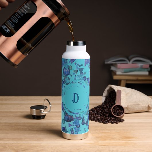 Bouteille D'eau Formes géométriques modernes avec monogramme en bl (Gym)