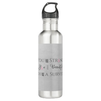 Bouteille D'eau Fort et beau | Survivant du cancer du sein