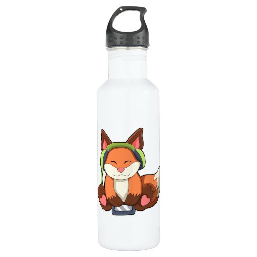 Bouteille D'eau Fox à la musique avec casque (Devant)