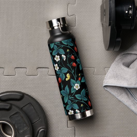 Bouteille D'eau Fraises sauvages rouge/jaune/bleu/noir (Couvercle)