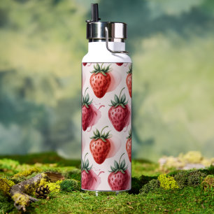 Bouteille D'eau Fraises Vintage Bohème Pique-nique d'été