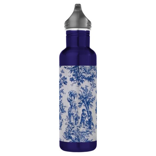 Bouteille D'eau Française toile de jouy bleu et blanc élégant (Droite)