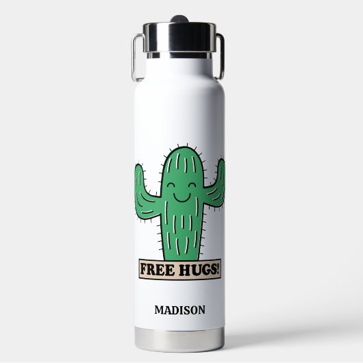 Bouteille D'eau Free Cactus Hugs nom personnalisé (Salle de sport)