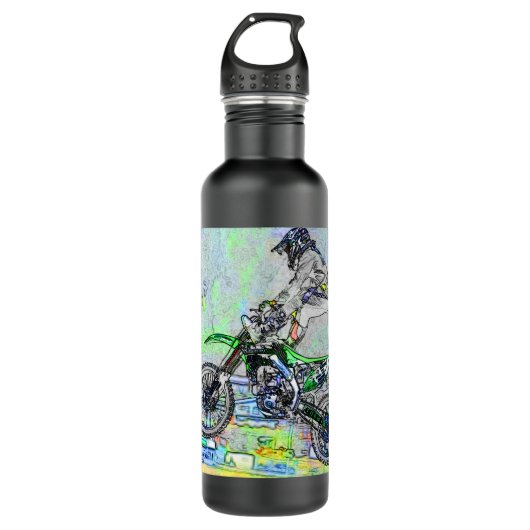 Bouteille D'eau Freestyle Stuntman - Motocross Rider (Devant)
