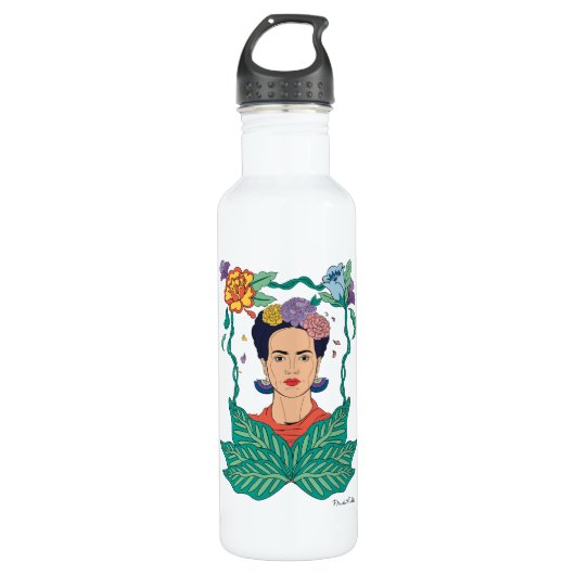 Bouteille D'eau Frida Kahlo Graphisme du cadre floral (Devant)