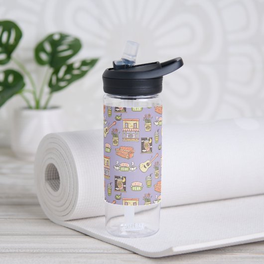 Bouteille D'eau FRIENDS™ | Motif d'icône violette (Yoga)