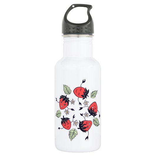 Bouteille D'eau Fruit Kawaii à la fraise mûre (Devant)