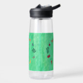 Bouteille D'eau Fruits et légumes à monogramme sur fond vert (Gauche)