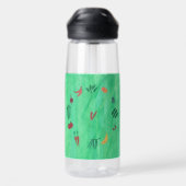 Bouteille D'eau Fruits et légumes à monogramme sur fond vert (Arrière)