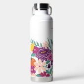 Bouteille D'eau Fruits tropicaux, Monogramme botanique Fleur sauva (Avant)