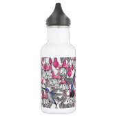 Bouteille D'eau Fuchsia et colibris blancs (Gauche)