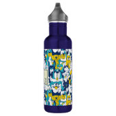 Bouteille D'eau Fun Blue Yellow Dogs Pattern Personalized Name (Droite)