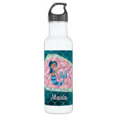 Bouteille D'eau Fun Mermaid dans une eau profonde en coquille rose (Devant)