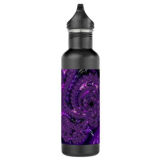 Bouteille D'eau Funky Bold Boho Purple Digital Abstrait Fractal (Droite)