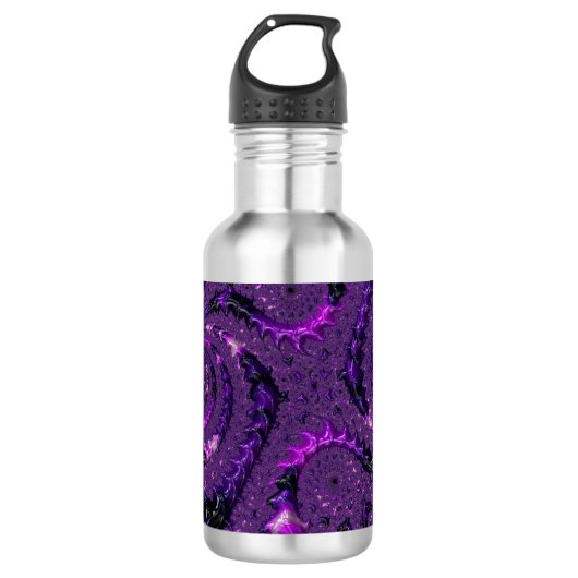 Bouteille D'eau Funky Bold Boho Violet Abstrait Fractal Numérique (Devant)