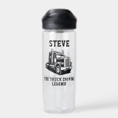 Bouteille D'eau Funky Transport Semi Truck Driver Nom personnalisé (Arrière)