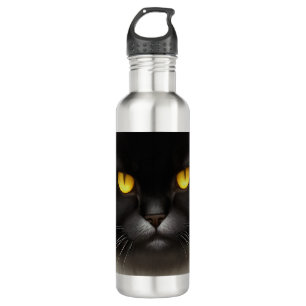 Bouteille D'eau Funny Fluffeux noir Perse noir chaton visage
